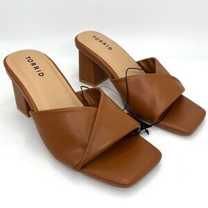 New Torrid Cognac Twist Front Heeled Mule - Size 8WW